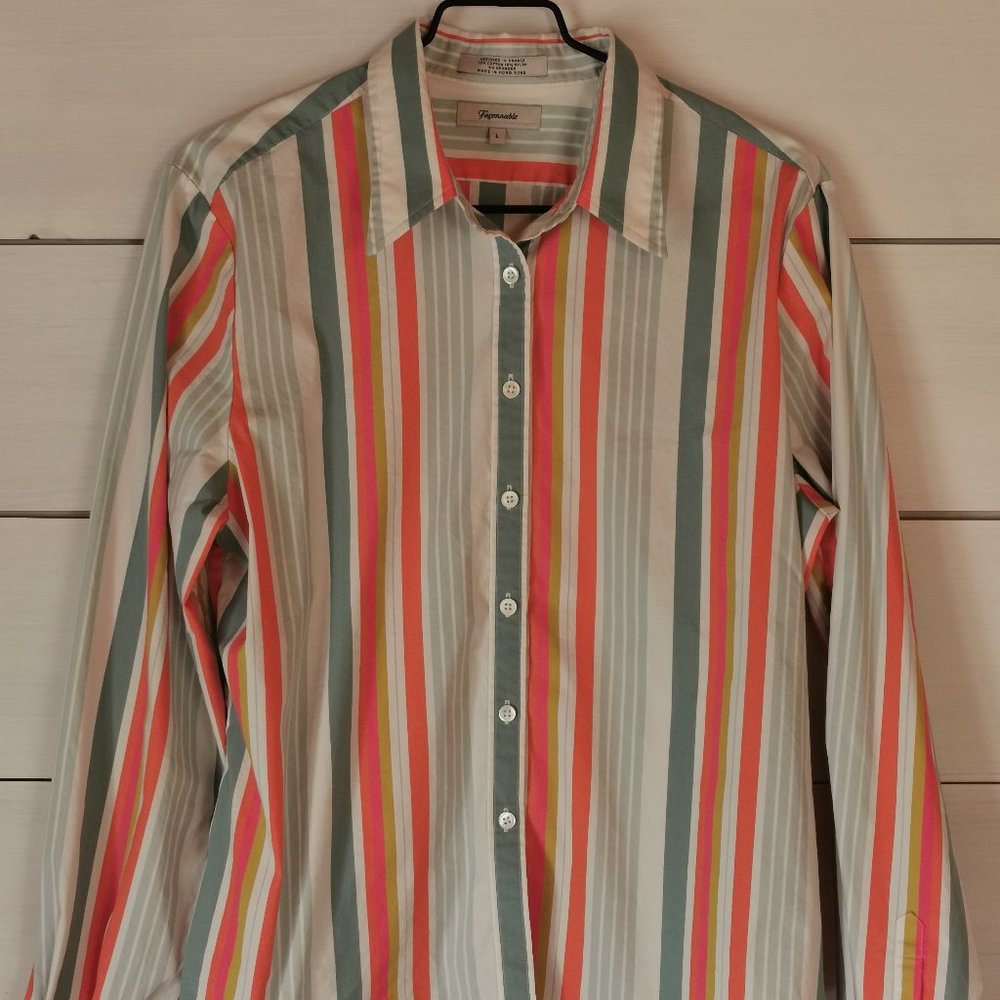 Faconnable Ladies Striped  Button down Blouse